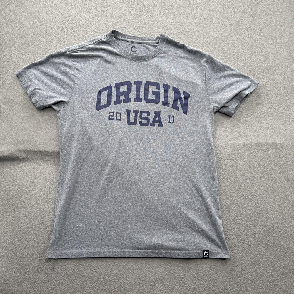 Origin Shirt Mens Large Gray Origin USA 2011 Graphic Tee Tagless Made USA